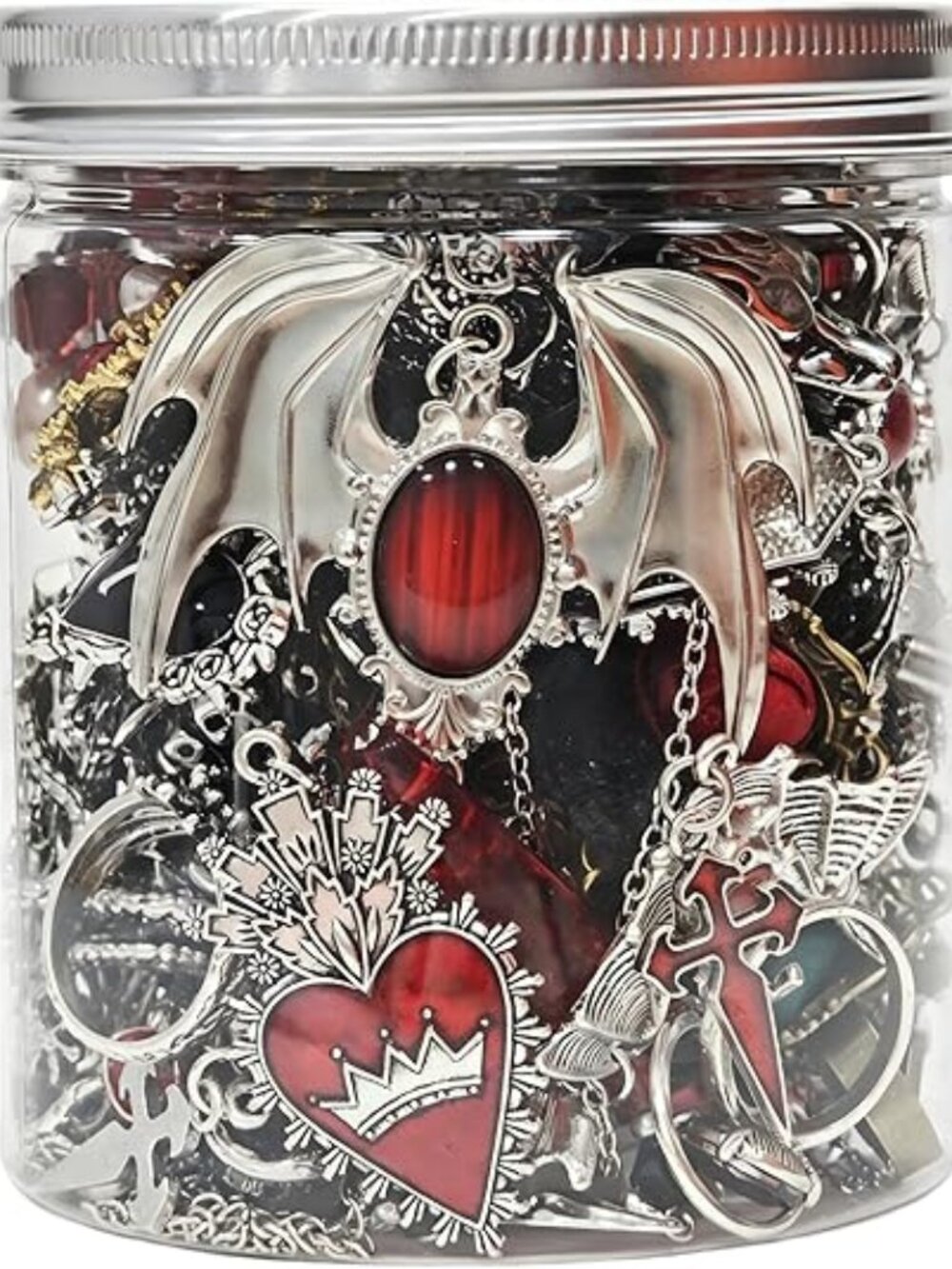 Mystery Jewelry Jar for Women, 40-45 Piece Gothic Jewelry Box Includes Necklaces